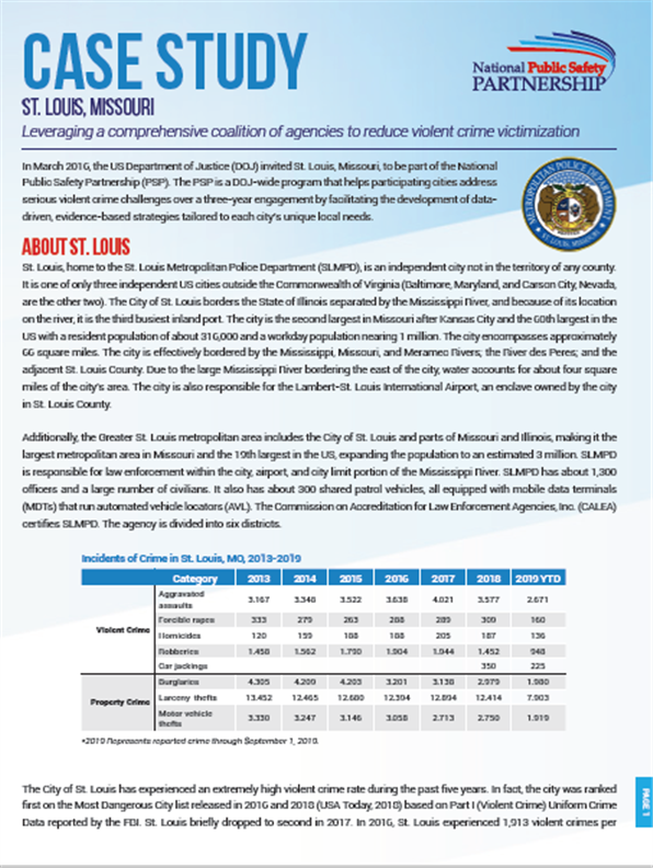PSP Case Study St. Louis, Missouri PSP Clearinghouse